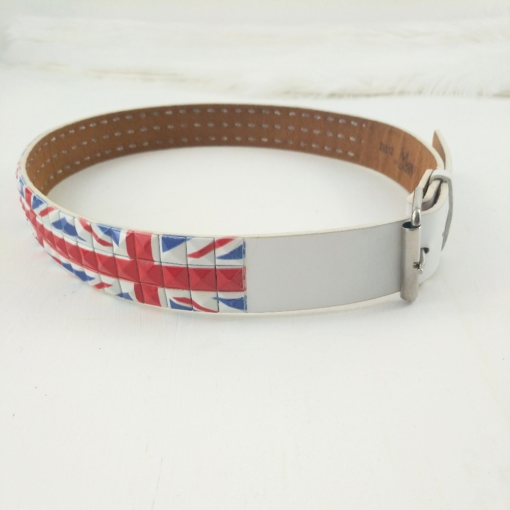 British Flag Studded White 90's Goth / Punk Belt